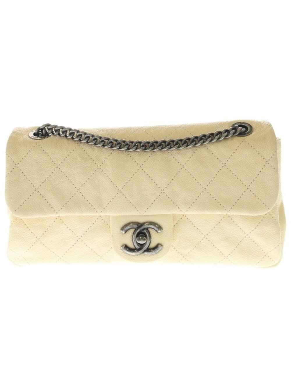 Chanel Quilted in the Mix Chain Shoulder Bag Beige Caviar Leather